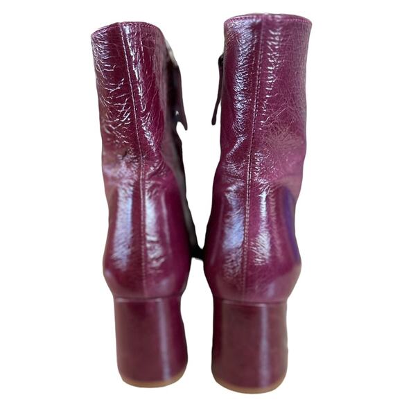 Zara Basic Burgundy Leather Ankle Boots Block Heel Size 35 / US 5 - Picture 4 of 6
